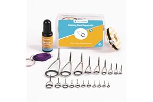 OJYDOIIIY Fishing Rod Eyelet Repair Kit Complete, Emergency Quick-Fix Fishing Pole Eyes Replacement Kit with Stainless Steel Guides for Spinning/Casting Rod