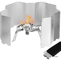 Abiyou Pare-Vent Pliable Aluminium 16 Plaques - Pare-Brise Réchaud Camping Avec Sac Et Tubes Soufflage