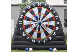 V-infla Aufblasbares Fußball-Dartboard mit Gebläse und 8 aufblasbaren Bällen für Outdoor-Sportarten, Spiel und Kick-Dartscheiben-Spiel, selbsthaftende Darts
