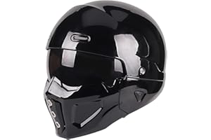 Woljay Open Face Full face Helmet Motorcycle Modular Helmets for Unisex-Adult Street Bike Cruiser Scooter DOT Approved (Gloss Black,M)