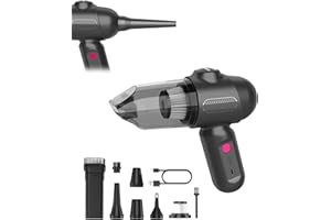 EBOSSOM Aspirateur Voiture Rechargeable 4 en 1,Portable Mini 8000 pa Aspirateur à Main Puissant sans Fil,pour Le Nettoyage soigné de Surfaces réduites: PC,Maison,Voiture,Bureau,canapé.Noir (Gris, 8KPa)