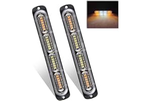 Teguangmei 2 x 24LED Feux Stroboscopique 12-24V Ultra Mince d'urgence Danger Lumière LED Stroboscope D'urgence Lampe pour Construction Camion Voiture Véhicule Ambre/Blanc/Ambre