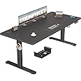 TRIUMPHKEY Electric Standing Desk 180x80cm Height Adjustable Desk with 3 Memory Smart Pannel Sit To Stand Desk with USB Charging for Home Office Rising Electric Table(Black&Black)