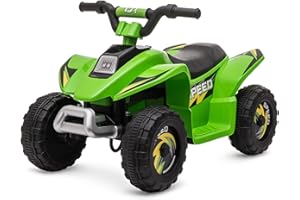 Straame 6V Electric Ride-On Quad Bike for Toddlers – ATV for Ages 18–36 Months, For-ward/Reverse, 4-Wheel Design, 1.9–3.8 km/h Speed, 72×40×45.5 cm (Green)