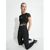 Spor Crop Tiş&ouml;rt Yıldız Baskılı T&uuml;l