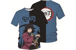 NARUNING Demon Slayer T-Shirt, Pull à Manches Courtes avec Oreilles De Chat, Personnage De Dessin Animé en 3D, Sweat-Shirt Mode Décontracté pour Enfants (100-160cm)