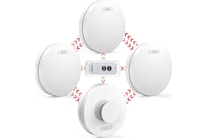 CPVAN Wireless Interlinked Smoke and Heat Alarm Scotland Bundle with 10 Years Battery Life, Fire Alarms Scotland Interlinked with Remote Control, CE & BS Certified, Pre Linked. 4 Pack