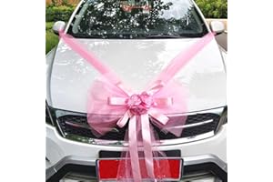 Décoration en Organza pour Voiture de mariée,Couple de Mariage,Voiture Grand nUD en Tulle NUD géant pour décoration de Voiture,Mariage,Nouvelle Maison,fête,Saint-Valentin,Voiture de mariée,Rose A