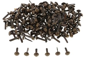 Hellery 200 Stücke Mini Brads Musterbeutelklammern Rundkopf Verschlussklammern, Bronze, 4,5 mm