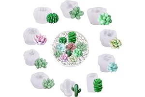 SHINHERYEE 10 stampi in silicone per candele, stampi in silicone per piante grasse 3D, stampi per candele in silicone, per sapone fatto a mano, decorazione per torte
