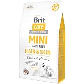 Brit Care Hair &amp; Skin, Deri Ve T&uuml;y Hassasiyeti Olan Minik Irk - Yetişkin K&ouml;pekler İ&ccedil;in Tahılsız, Hipoalerjenik Somon Balıklı 