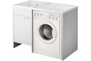 Negrari Garden Kit Montaggio Mobile Lavatoio Coprilavatrice Vasca SX Sinistra Copri Lavatrice DX Destra Resistente Acqua Acidi Asse Lavaggio Polipropilene Esterno Interno L109 P60 109x60 H92 cm