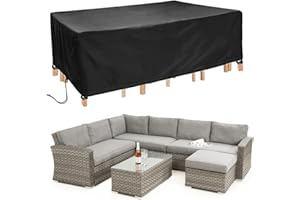 Landrip Garden Furniture Cover, Extra Large Patio Set Cover, Rectangular Outdoor Garden Table Cover, Waterproof, Windproof, 420D Oxford Fabric Rattan Patio Furniture Cover, 280x205x105cm