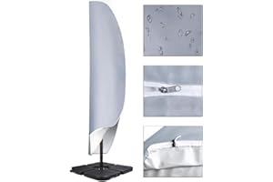 OKPOW Cantilever Parasol Cover Waterproof, Fit for 2.5m 2.7m 3m 4m Patio Large Overhanging Outdoor Parasol Durability 600D Oxford Waterproof UV Resistant Rain Protection Banana Parasol Cover with Zip Grey