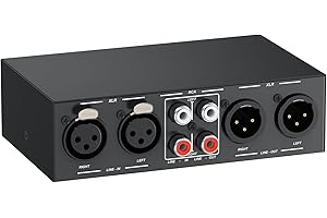 PROZOR Selector de Audio XLR/RCA 2-Entradas 2-Salidas Convertidor Divisor de Señal con Control de Volumen para Altavoces Activos Estudio DJ Casa Negro