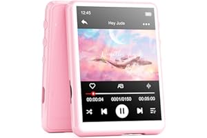 MECHEN Odtwarzacz MP3 64 GB, Bluetooth 5.3, ekran dotykowy 2,4", przenośny odtwarzacz MP3 do biegania z nagrywaniem Line-in, radio FM, głośnik, obsługuje do 128 GB (różowy, 64 GB)