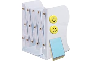 Qualsen Serre-Livres en métal réglable pour Bureau - Serre-Livres Robuste et antidérapant - pour la Maison, Le Bureau, l'école, la bibliothèque (Blanc, Taille M)