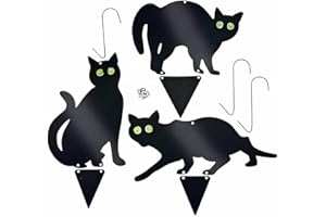 Unibos | Cat Silhouette for Garden | Cats Scarer with Marble Eyes | Bird Deterrent, Fox Repellent, Rodent Repeller | Decorative - Weatherproof and Ecological | 𝗣𝗮𝗰𝗸 𝗼𝗳 𝟯