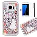 Produktbild Samsung Galaxy S7 Edge Hülle,Tebeyy Bling Flüssige Fließend Klar Durchsichtig Back Hardcase mit Glitzer Sparkle Star für Galaxy S7 Edge,Dynamisch Treibsand Hart Plastik Tasche Kristall Handytasche Rückseite Hülle Schale+1x Folie+1x Eingabestift-Kaninchen und Mädchen