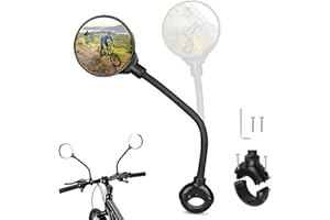 VALART Rétroviseurs de Vélo Guidon Rétroviseur Bicyclette Vélo Electrique Grand Angle Miroir Convexe 360° Réglable Flexion e Rotatif Rétroviseurs de Sécurité pour Accessoires Vélo Montagne Mobylette