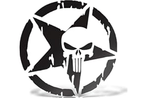 Erreinge Aufkleber Schädel-Stern-Militärarmee-Schwarz Schriftzug In PVC-Wandwand-Aufkleber für Helm Auto Moto Camper Laptop - 15 Cm