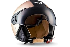 Moto Helmets® H44 Jet-Helm · Motorrad-Helm Roller-Helm Scooter-Helm Bobber Mofa-Helm Chopper Retro Cruiser Vintage Pilot Biker · ECE Visier Schnellverschluss Tasche XS–XL (53-62cm)