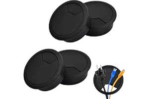 FESSOSKO 4 Stück Kabeldurchführung Schreibtisch, 50mm/60mm Kabeldurchlass, Schreibtisch Kabeldurchführung, Kabeldurchführung Tisch Rund für Tisch Büro Arbeitsplatten（Schwarz） (50mm)