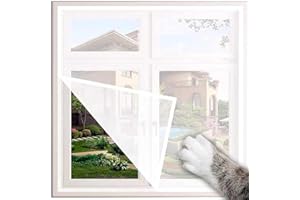 Yuly Cat Window Protection,Cat Safety Mesh with Self-Adhesive Tape,Semi-Tansparent Birds Cat Window Mesh Screen,Can be Cut to Fit(White Velcro White Mesh)