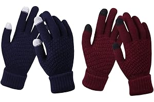 Rayson 2 Pares Guantes Termicos Mujer Invierno con Pantalla Tactil Forro Polar Gloves Winter Guantes Tactiles de Punto para Movil Ciclismo Deportes