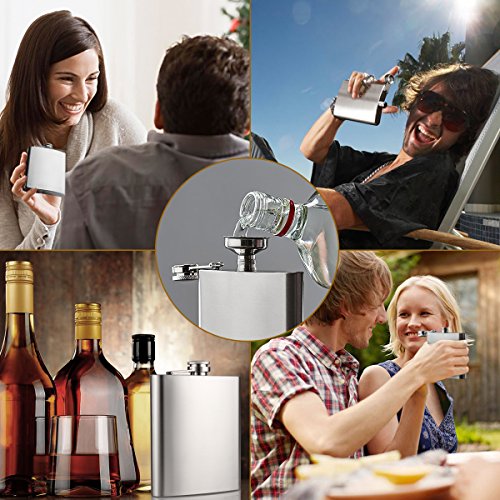 innislink Edelstahl Flachmann , Design Taschenflachmann Taschenflasche Flachmann 8 oz. ( 227 ml ) Mini-Trichter Stylische-Trinkflasche , Silber - 5
