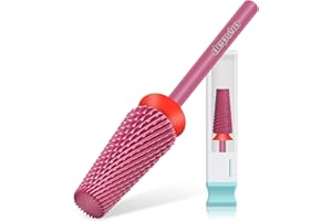Depvko 5 in 1 Punte Fresa Unghie, 3/32" punte per unghie in carburo tungsteno per trapano per unghie, punta fresa rimozione gel professionale per manicure pedicure (Classic 5 in 1-Rossa, Fine-F)