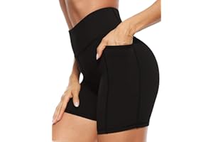 JOYSPELS Women's High Waisted Yoga Shorts - Tummy Control, Sports Running Shorts with Pockets for Gym, Cycling, Yoga, Running, Daily Leisure