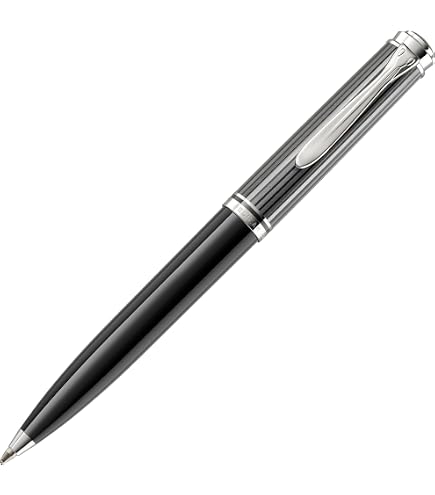 Pelikan Souverän Stresemann K405 Druckkugelschreiber – Anthrazit Gestreifter Schaft, Palladium-Zierelemente, In Faltschachtel, Made In Germany
