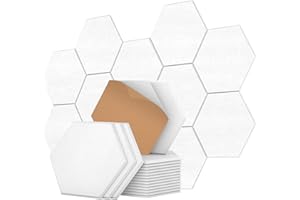 XISONO 12 Stück Akustik Panel,Hexagon Akustikplatten Selbstkleben,Schallschutzplatten Akustikpaneele Wand für Tonstudio, Büro,Studio Wanddekoration und Akustische Behandlung White