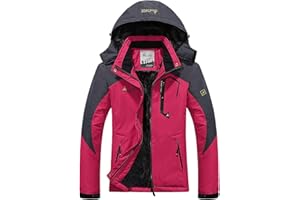 donhobo Womens Waterproof Jacket Winter Warm Fleece With Hood Windproof Camping Hiking Coat