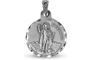 Inmaculada Romero IR Médaille pendentif Pendentif en argent 925m Sterling sur 20 mm solide. Saint-Expedite bord arrière sculpté brillant lisse