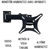 TECHCG Televizyon Monit&ouml;r Duvar Askı Aparatı T&uuml;m Tv 'lerde İle Uyumlu 19, 20, 22, 24, 28'' A Kalite, MONİYENİ172