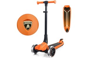 KICK'N'ROLL Lamborghini Scooter for Kids Ages 3-7, 3 Wheel Kids Scooter with Light-up Wheels & LED Deck, Adjustable Height, Foldable, Lean to Steer, Kick n Roll for 3+ Year Old Toddlers Girls Boys