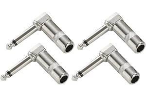 Greluma 4 St 90 graders 6,35 mm lödplugg, rätvinklig 1/4" Heavy Duty TS Mono Hane Jack-kontakt för högtalar-/gitarr-/mikrofonkablar