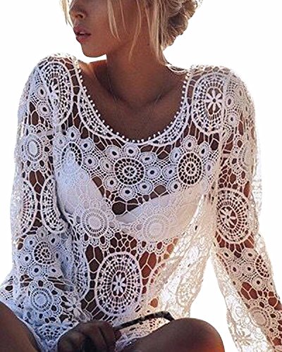 BIUBIU Damen Gestrickte Bluse Strandurlaub Kleid Bikini Cover Up
