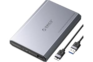 ORICO Aluminiowa obudowa dysku twardego 2,5 cala USB 3.0, 5 Gbit/s zewnętrzna obudowa HDD do 2,5" SATA HDD SSD maksymalnie 6 TB z kablem USB, obsługuje UASP (DD25U3)