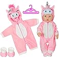 Aolso Baby Doll Clothes for 14-18 Inch Doll 35-45 cm Baby Doll, New Doll Clothes Outfits, Outfits Hooded Jumpsuit with 1 Coat hanger, New Born Baby Dolls Birthday (Unicorn)