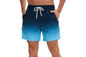Vorvowry Costume Uomo Mare Calzoncini Asciugatura Rapida Costumi da Bagno Impermeabile Boxer con Tasca Estivi Pantaloncini Uomo Colore Sfumatore per Nuoto Corsa Fitness