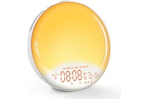 Togaga Sunrise Alarm Clock, Sunrise/Sunset Wake Up Light Simulator 20 Levels of Brightness 7 Natural Sounds and FM Radio Alarm Clock, Dual Alarm Clock and Snooze Function Dual USB Charging Ports