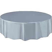 Tovaglia Plastificata Rotonda Unique - Argento, Diametro 213cm, Monouso Per Feste