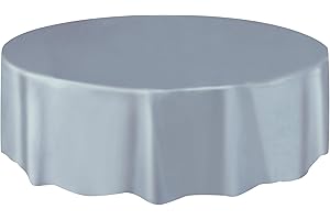 Unique Plastic Tablecover Tovaglia Plastificata Rotonda, Argento