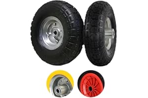 BARGAINS-GALORE Set of 2 Pneumatic Sack Truck Tyres - 10" Replacement Wheels For Wheelbarrows, Garden Carts, Sack/Hand Trucks, Trolleys, Utility Wagons - 4.1/3.5-4 Emergency Tyre | Heavy Duty Rubber, Easy Install