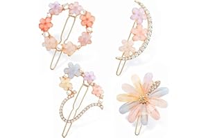 WEIESCIE Haarnadeln mit Kristallblumen, Haarspangen mit Strass Haarschmuckclips Haarschmuck mit Kristallblumen für Hochzeit Party Mädchen Geschenk