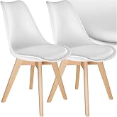 Tectake&reg; Scandinavian Dining Chairs, Upholstered Seat, Set of 2 | Ergonomic shape, solid elm legs, felt protectors, load 120