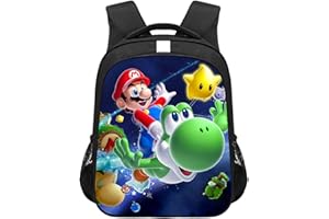 Bonamana Mario Bros 3D Gedruckter Schulrucksack für Kinder 14 Zoll Hohe Kapazität Reiserucksäcke Büchertaschen Kinderschultasche Rucksack